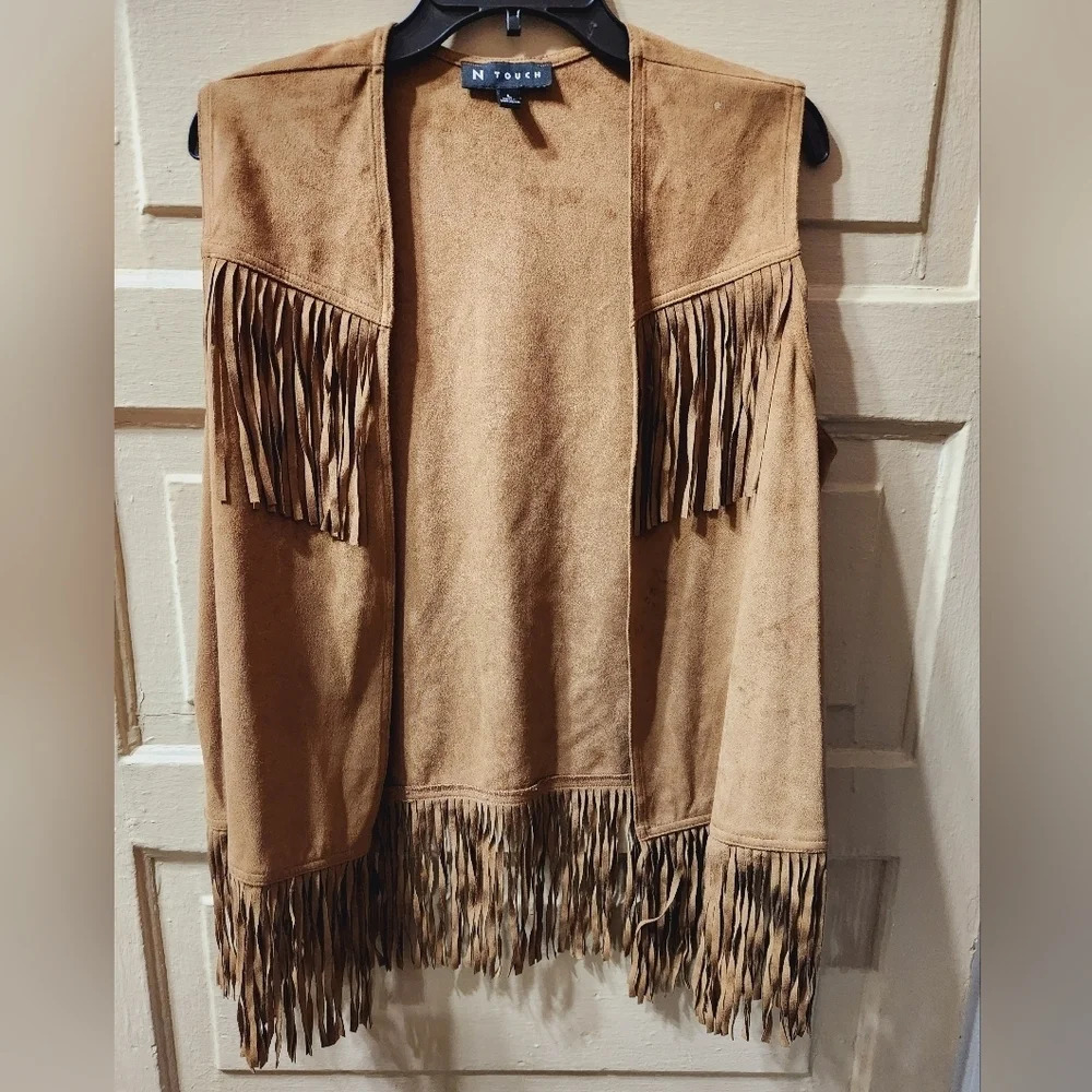 N Touch Fringe Sleeveless Western Cowboy Boho Festival Vest Size: LARGE EUC